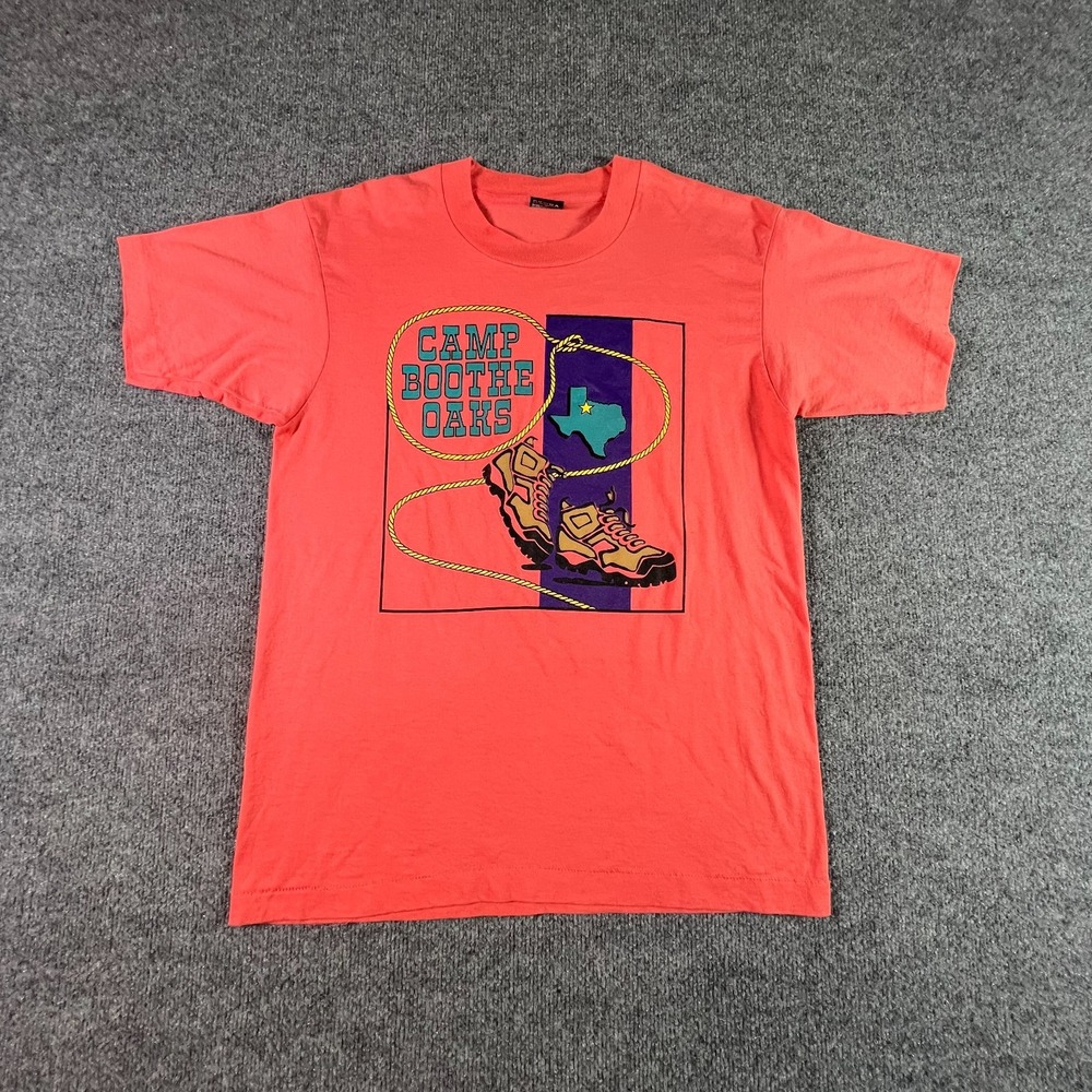 Vintage Screen Stars Best T-Shirt Womens L Pink Camp Boothe Oaks Graphic Texas